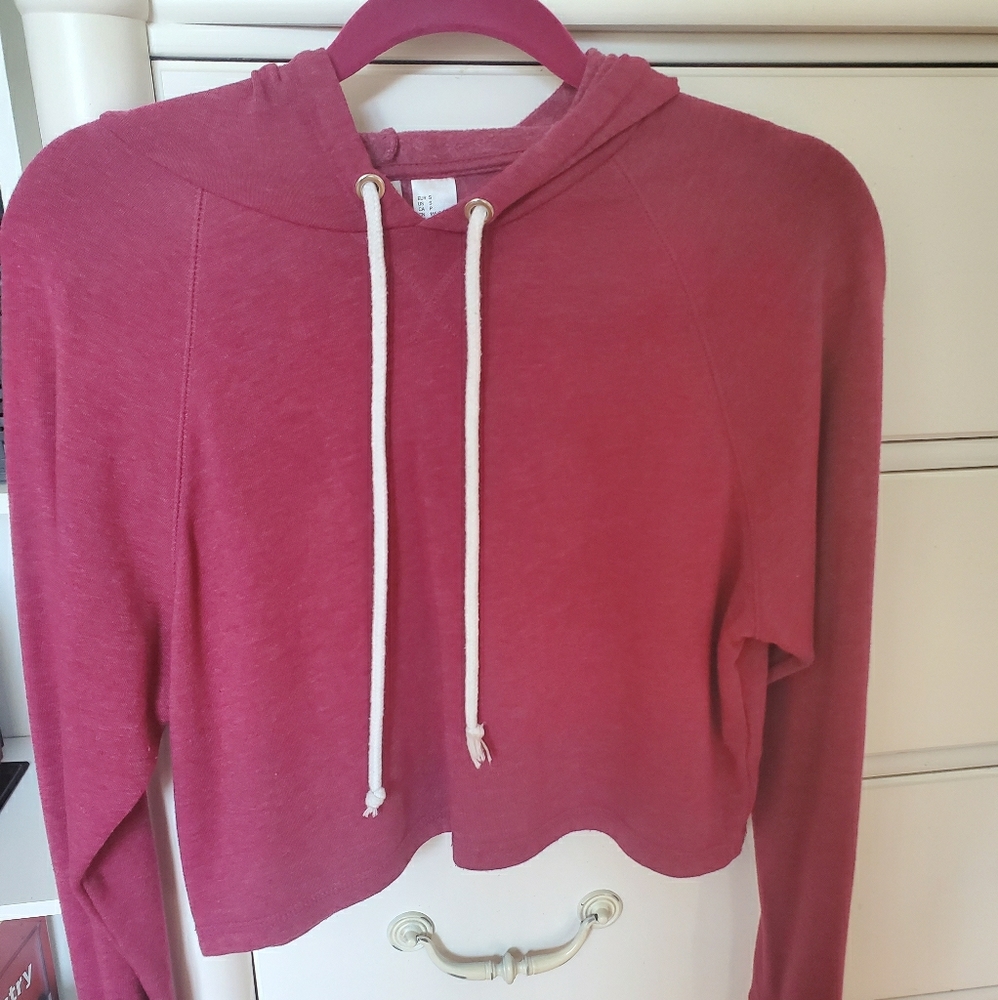 Pink Cropped Hoodie